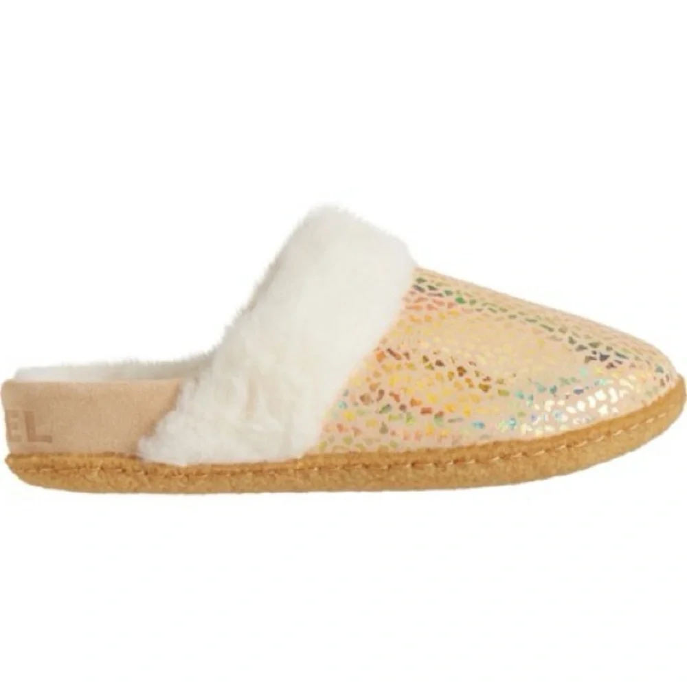 Sorel Nakiska Slide II Faux Fur Slippers Youth Size 7/EU 39‎ - Ceramic Gum - NWB